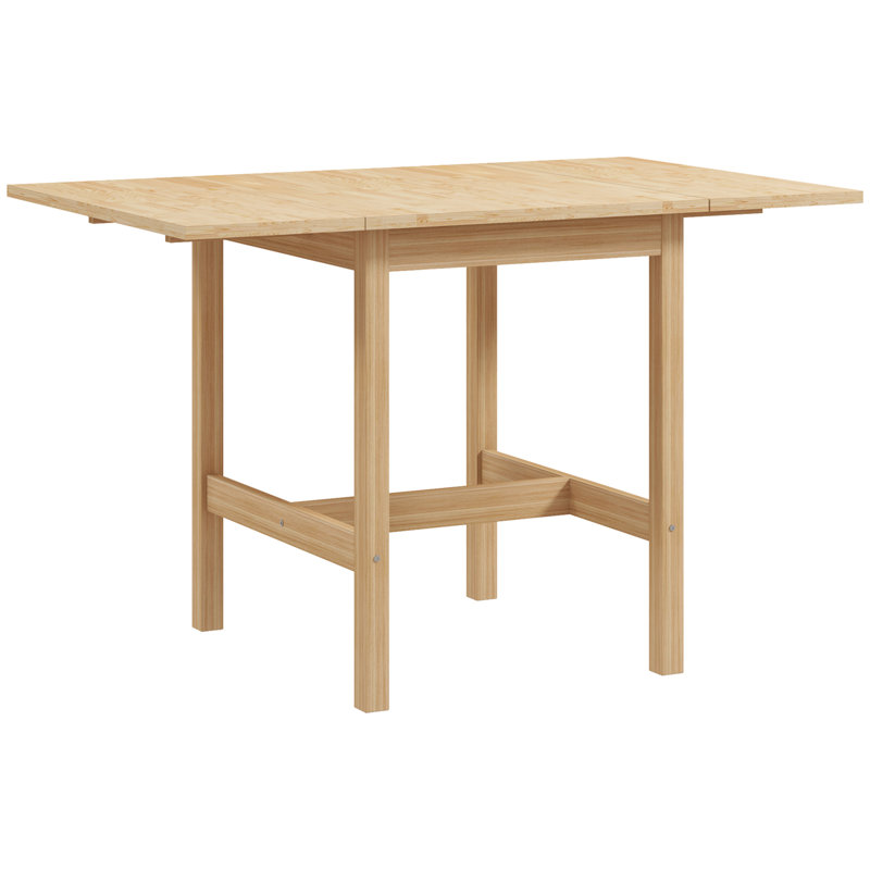 Foldable Dining Table, Drop Leaf Table with Solid Wood Frame