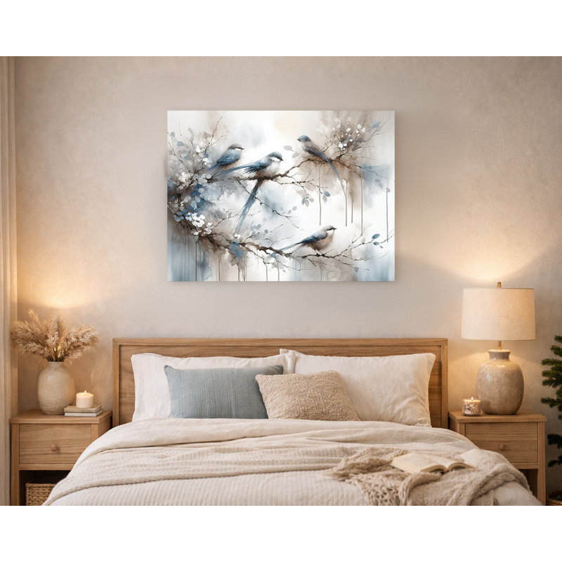 Serene Moments: Watercolor Birds, toile tendue sur toile, H 36 po x l 48 po