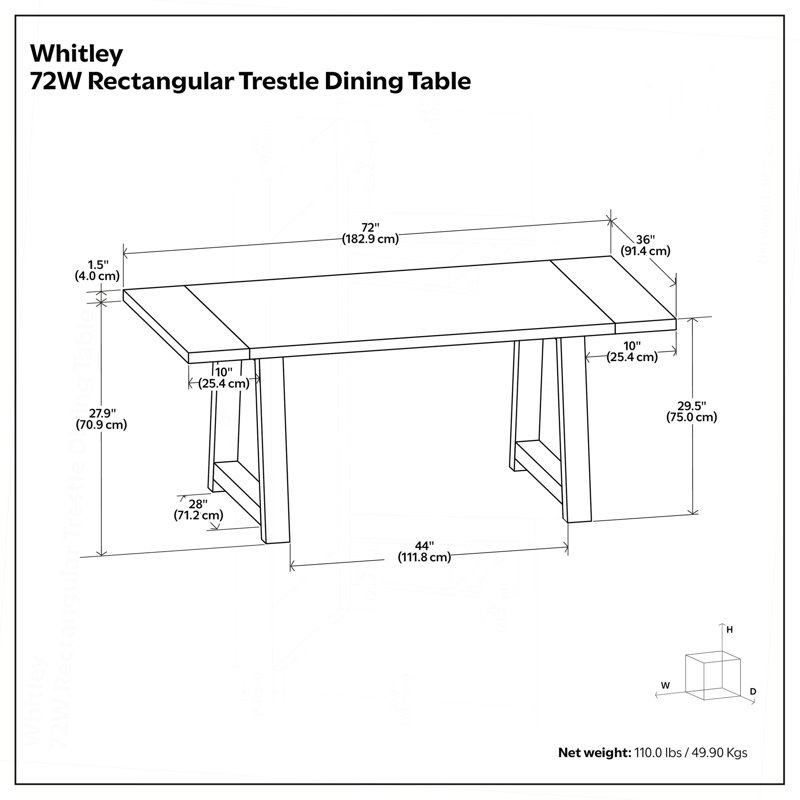 Table de salle à manger Whitley, Blanc