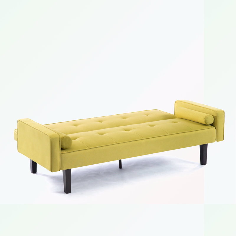 Console en bois massif 71,65 po Trayon, Mélange de lin jaune