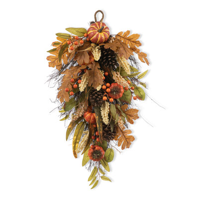 27"H Fall Pumpkin Leaf Teardrop