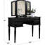 Meuble-lavabo noir avec tabouret et bois d'hévéa de style contemporain