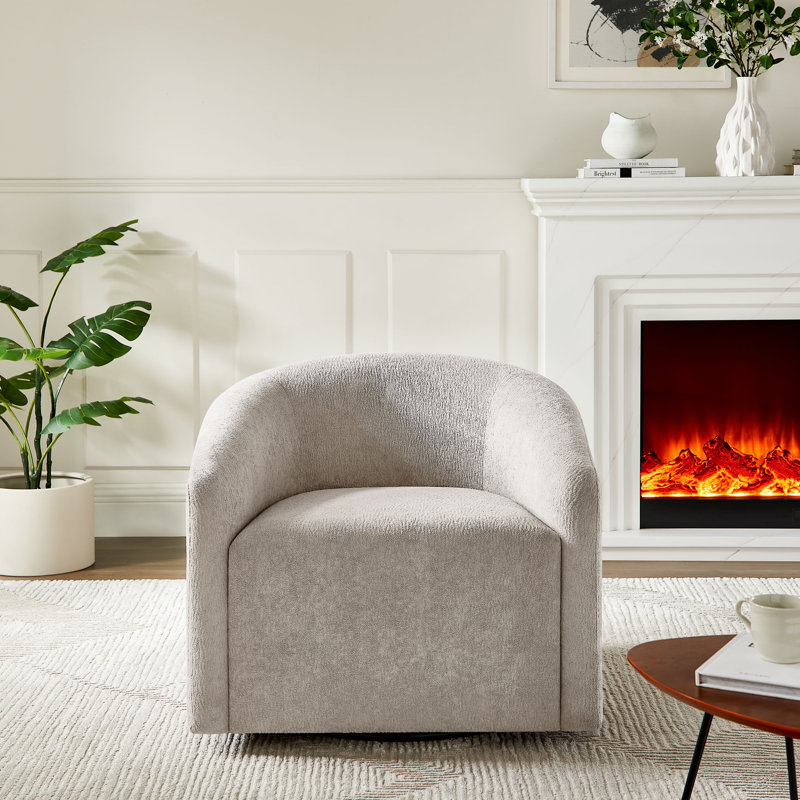 Fauteuil d'appoint pivotant en tissu 29,53 po, Molleton brun clair