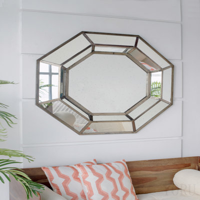 Miroir octogonal surdimensionné de 40 po x 40 po, miroir décoratif Mid-Century moderne, pour le salon, l'entrée, la chambre à coucher, le couloir