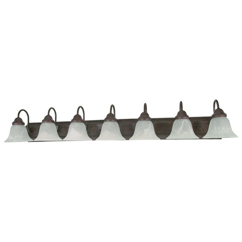 Éclairage de salle de bain à intensité variable 7 lumières Turcotte, 100 W (non incluse), Albâtre, Bronze vieilli