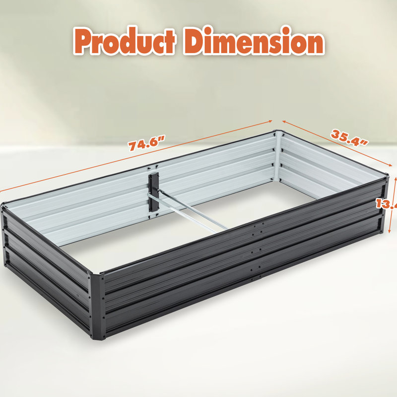6X3x1 Ft Galvanized Steel Raised Garden Bed, Black Outdoor Container For Flower And Herb Gardens, Safe Edge Design 6 - Foot Long, Galvanized, Black, Outdoor, Container, Vegetables, Succulents, Rust ,