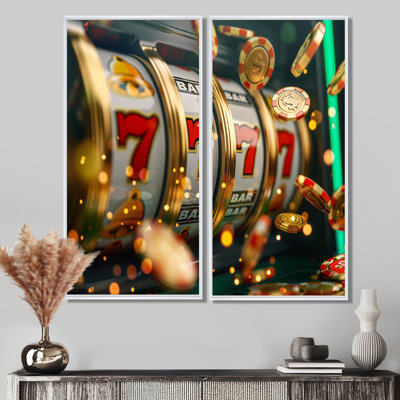 Machine à sous Jackpot Winner II - Grand casino et jeux, art mural 2 pièces