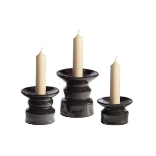 3-tlg. Kerzenhalter-Set aus Keramik (Set besteht aus 9)