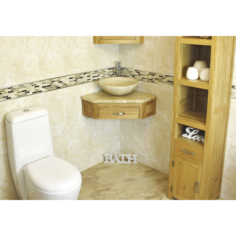 Couch 550 mm Single Vanity with Vessel Stone Basin, Travertine, Travertine
