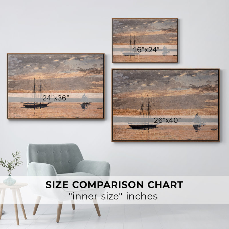 «Vintage Nautical Print-CCV» sur, H 17 po x l 25 po x P 2 po, Toile encadrée noyer flottant
