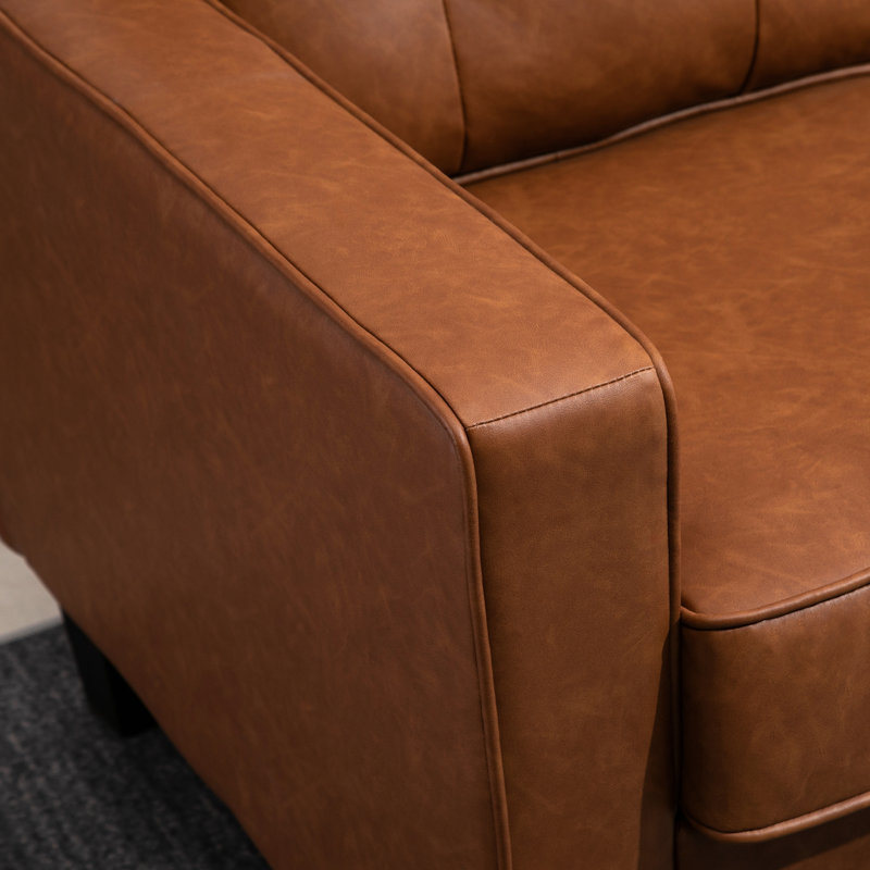 Accoudoir brun de 51,5 po de largeur, cuir pu 2 pour un look moderne avec accoudoirs, décoration charmante