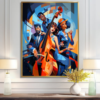 Jazz Quartet Double Bass Kind Of Blue - Musician Wall Art Living Room