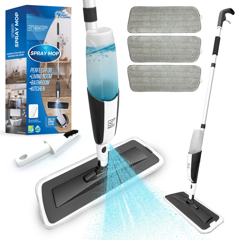 Spray Mop with Washable Pads Floor Mop with Spray Swivel Head Wet and Dry Free Scraper