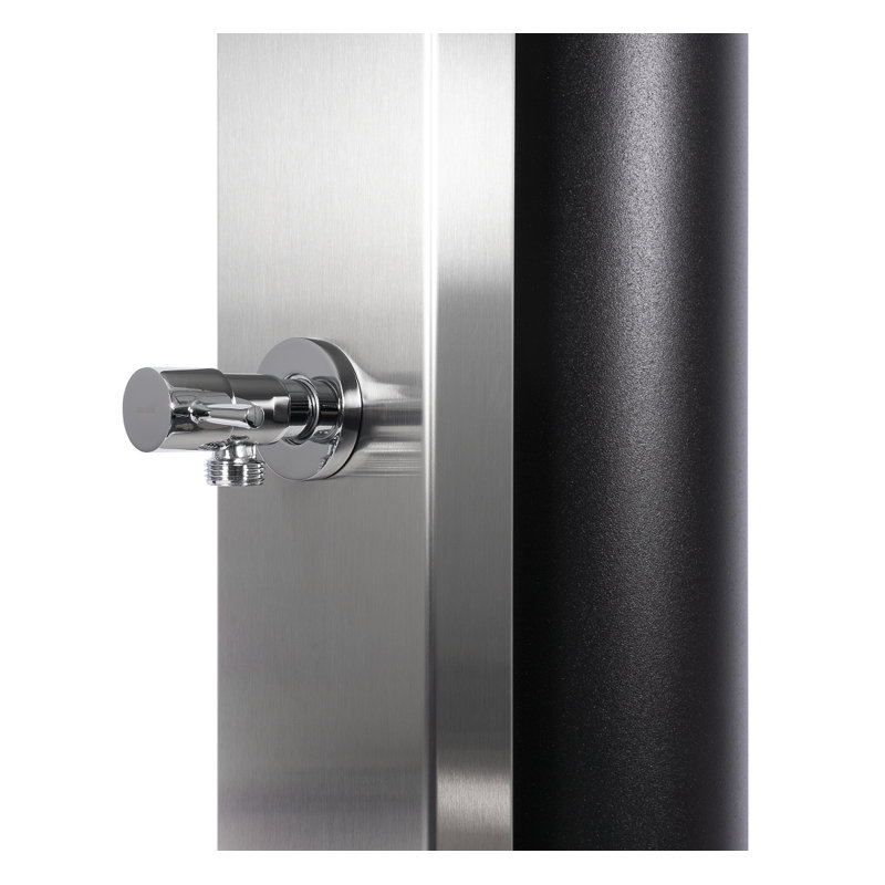 Aleeka Solar Powered Stainless Steel Wall Mounted Outdoor Shower and Footwash Spout, Chrome