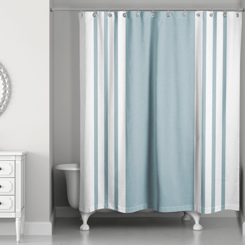 Rideau de douche simple à rayures Monaco, Bleu
