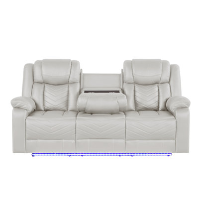 Challenger Modern Contemporary LED Power Recliner Sofa Including Cup Holders Made With Wood And Metal Frame In Beige      Same Asg150109152  (B Is NJ Inventory, G Is CA Inventory,)