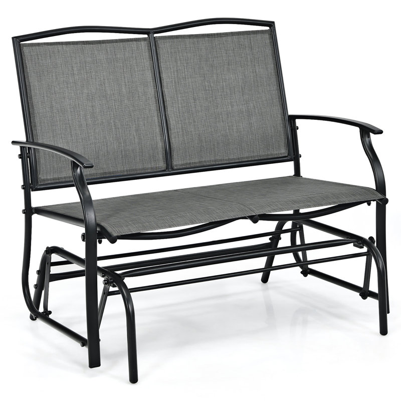 Gray Iron Outdoor Rocking Chair with Textilene Seat