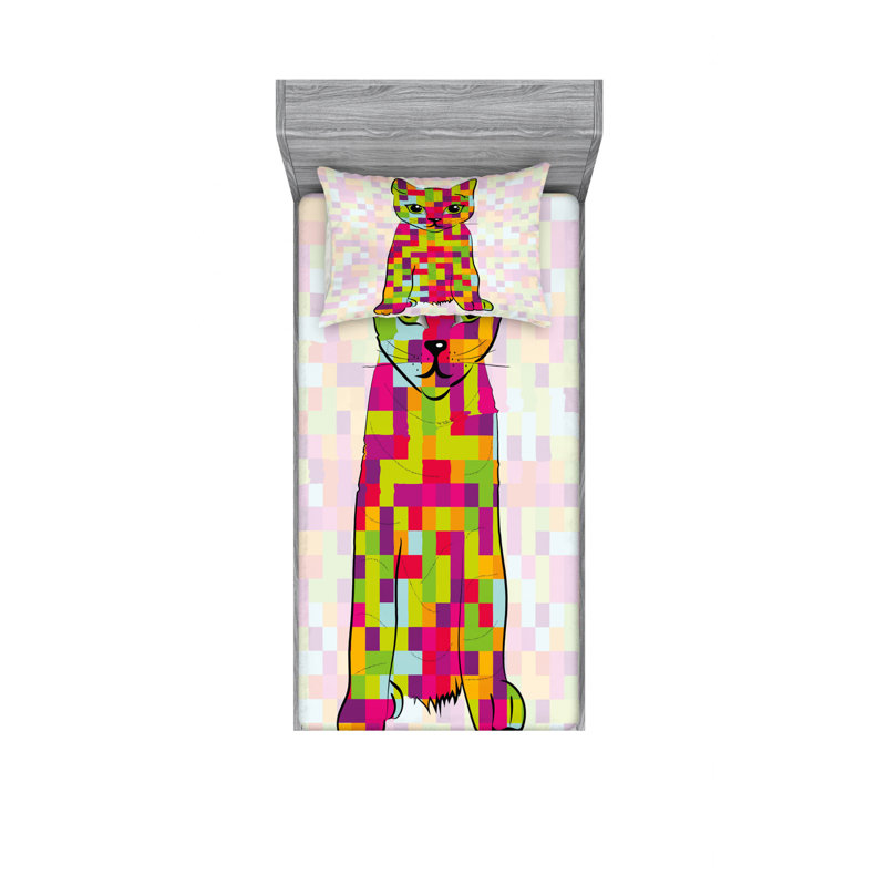 Ensemble de draps Kitty, Ensemble de draps pour lit simple TG avec drap-hou