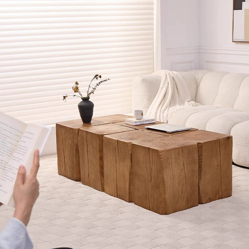 Log Pier Square Solid Wood Coffee Table