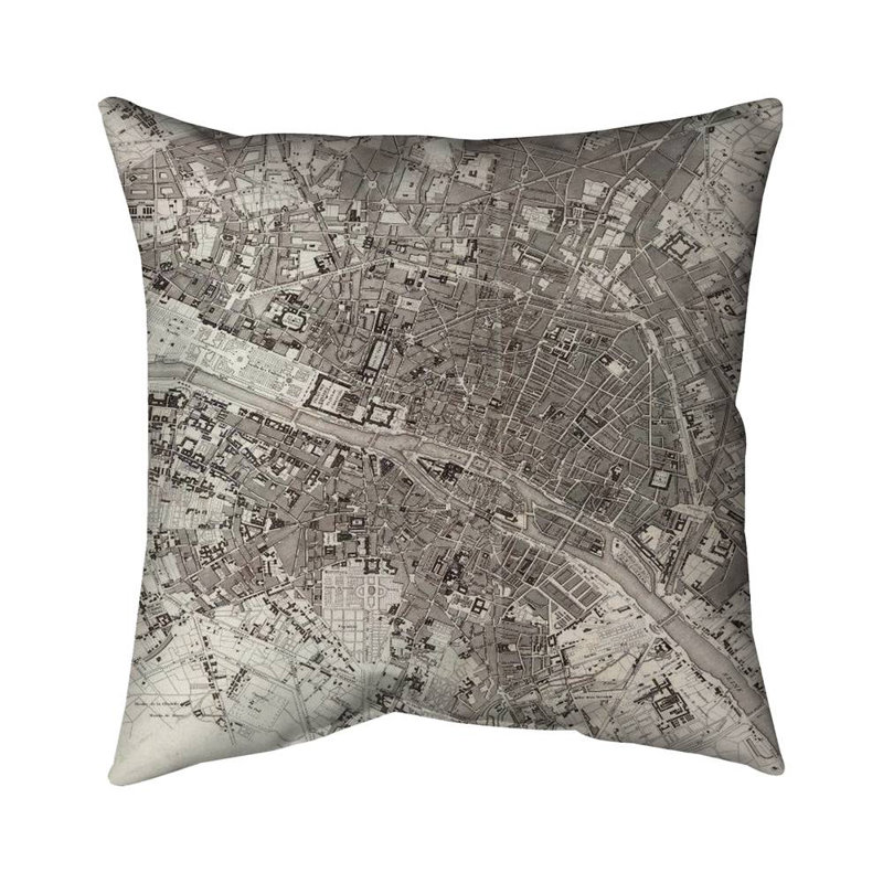 Paris Industrial Beige Poly Twill Throw | Home Decor Accent – Throw Pillow Cover Only, Double-Sided Print, Insert Not Included