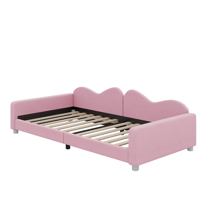 Canapé-lit rembourré avec dossier en forme de nuage, Twin, Rose