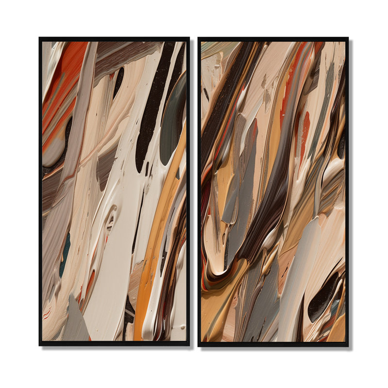 «Terracotta Bliss Texture Abstract VI», reproduction d'art sur toile, 32" H x 32" W, Black, Floater Framed Print
