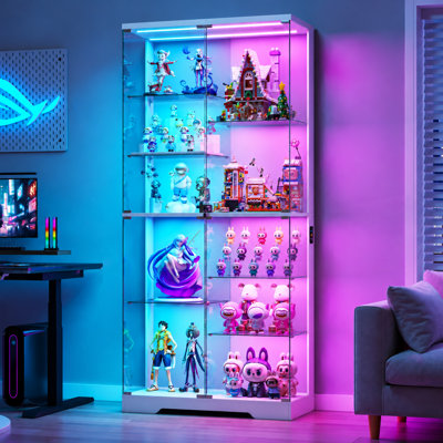 10-Tier Glass Display Cabinet with RGB Lights, Motion Sensor & Lock