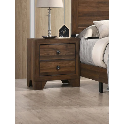 Table de chevet transitionnelle 1Pc 2 tiroirs avec quincaillerie de chambre en métal
