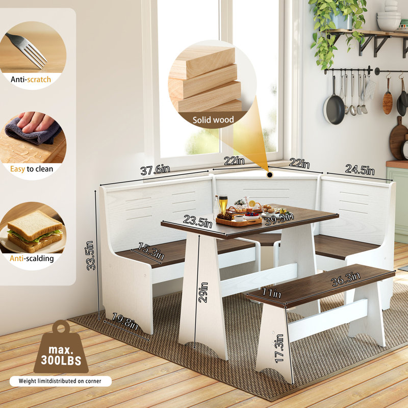 Ensemble de coin-repas 3 pièces Modern Modern, Noyer / beige
