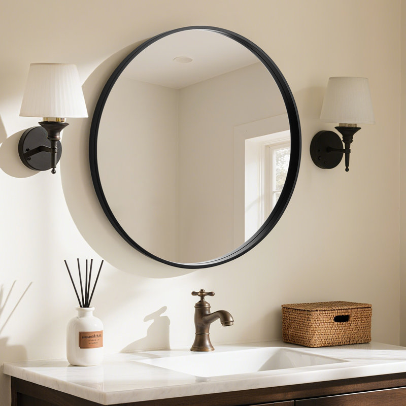 Miroir Karrina, 24 po x 24 po, Noir