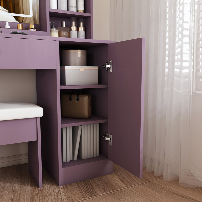 Coiffeuse moderne avec tabouret et miroir lumineux DEL réglables