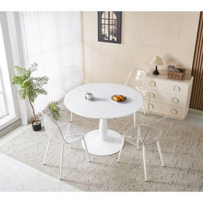 Ensemble de salle à manger 1 + 4,5 pièces, table de salle à manger à pieds en métal pour 4-6 personnes, table de salle à manger à piédestal, table basse de loisirs