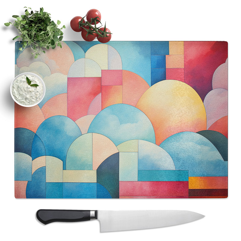 Cloudy Sky Constructivism  Glass Chopping Board