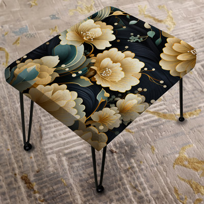 Blue And Beige Paisley Flowers Elegance I - Paisley Rectangle Ottoman