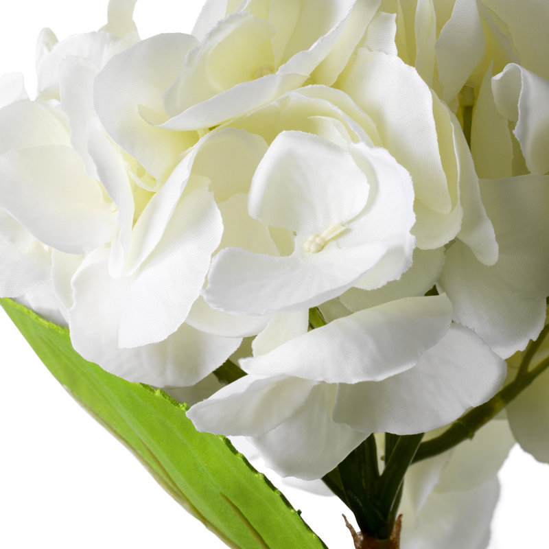 Bouquet Of Hydrangeas White Tones Real Touch 48 Pcs/2 Varieties, White
