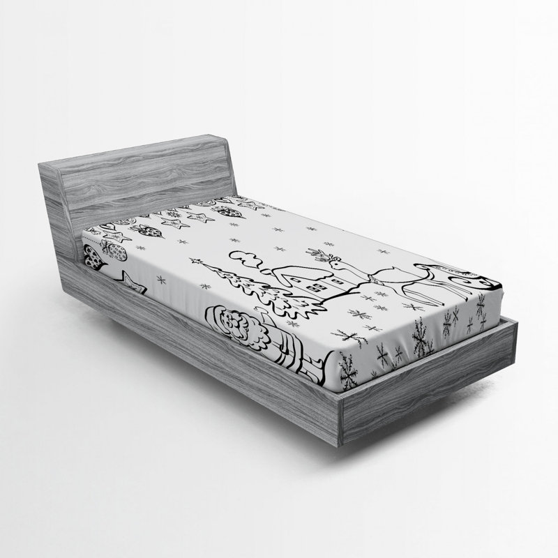 White Christmas Print Microfiber Twin Fitted Sheet