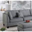 Canapé modulaire réversible gris 3 pièces pour canapé de salon et repose-pieds en tissu de polyfibre