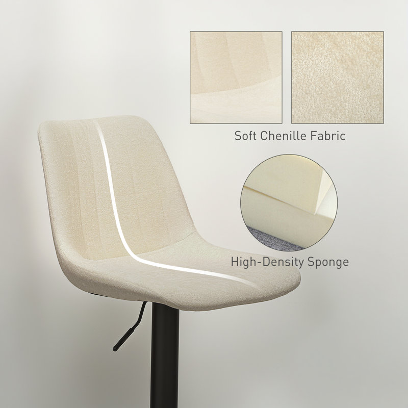 Styner Swivel Upholstered Adjustable Height Counter Stool with Metal Frame, Beige