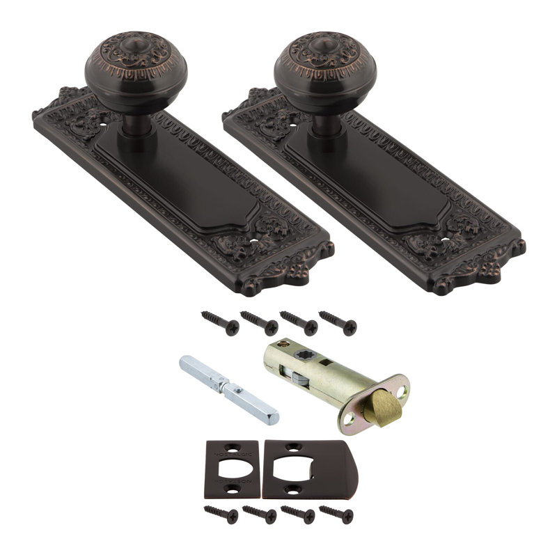 Egg & Dart Plate with Egg & Dart Door Knob, Timeless Bronze, 2.375"