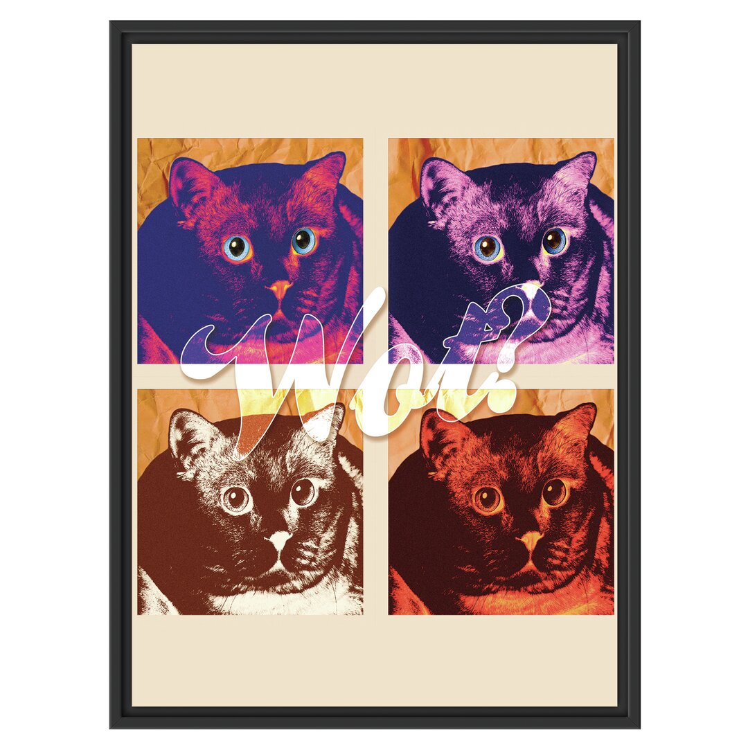 Gerahmtes Wandbild Pop-Art-Katze