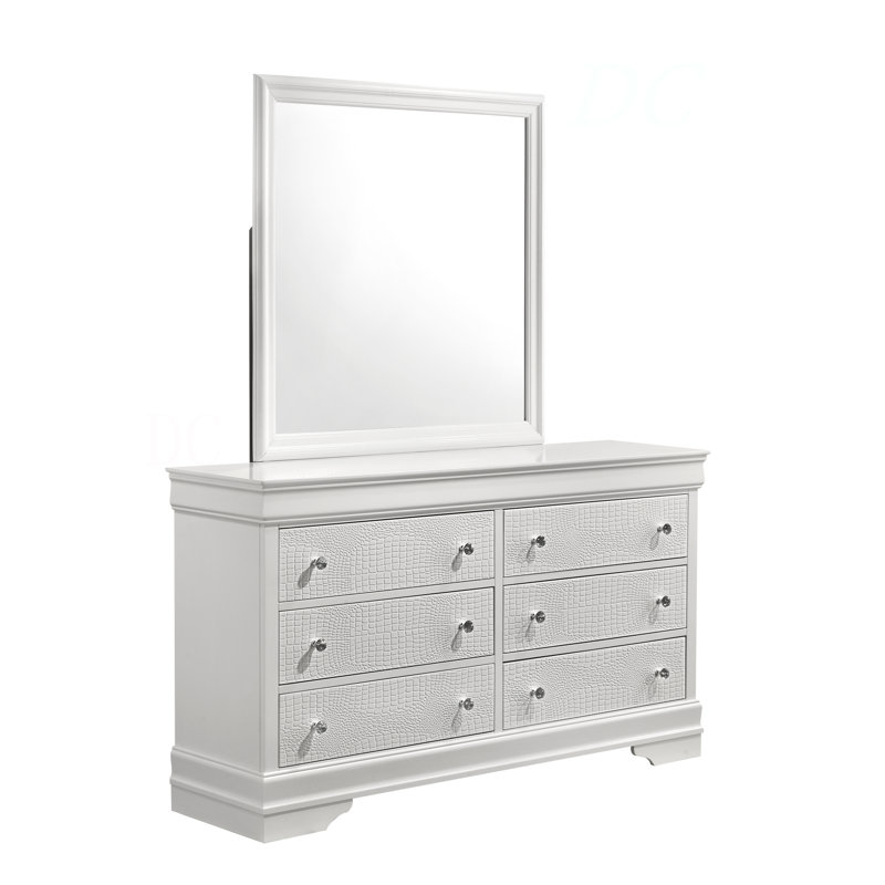 Miroir Blaze de style moderne en bois blanc (seulement miroir), Blanc