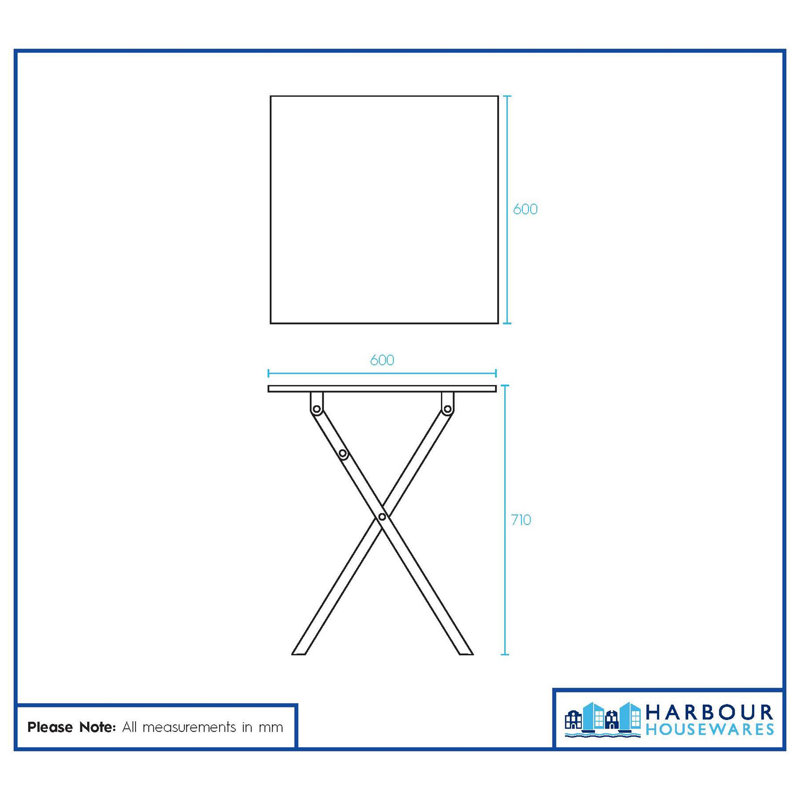 60cm Square Folding Table, White