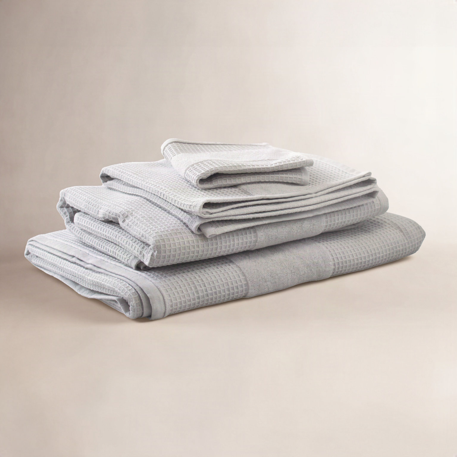 6-Piece Turkish Waffle Cotton Towel Set, Gray