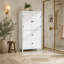 Armoire de rangement pour salle de bain, armoire avec deux portes et tiroirs, tablette réglable, panneau de fibres à densité moyenne, blanc-130459206-130459204