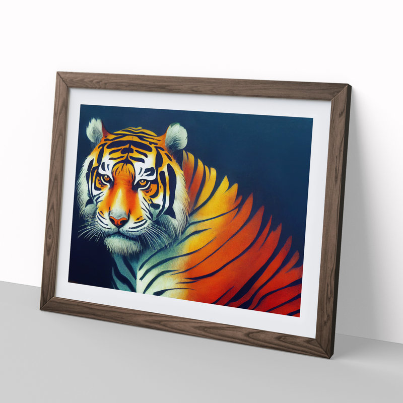View Of The Tiger Vol.3 - Single Picture Frame Painting, 34cm H x 46cm W x 2cm D, Walnut