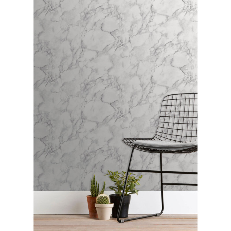 Marblesque Plain White Wallpaper