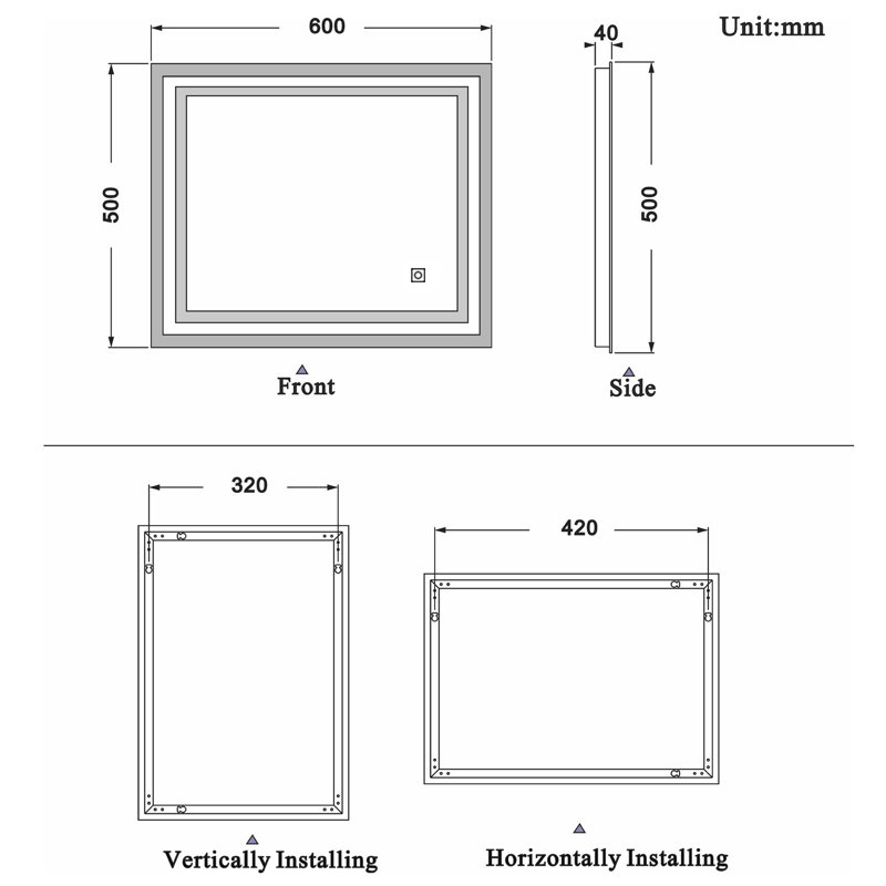 Clatie Rectangle Mirror, 60cm x 50cm