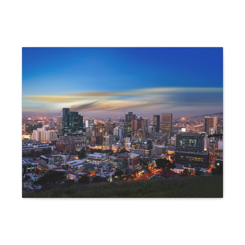 Toile de Cape Town Night Skyline, magnifique paysage urbain époustouflant, H 16 po x l 20 po