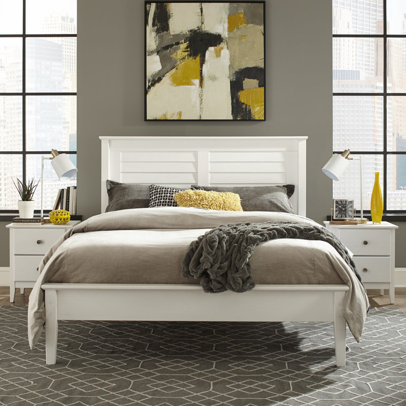 Greenport Solid Wood Piece Bedroom Set, Brushed White, Full