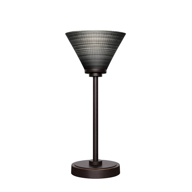 Lampe d'appoint Aneka montrée avec verre matriciel de 7 po, Noir, Granit foncé